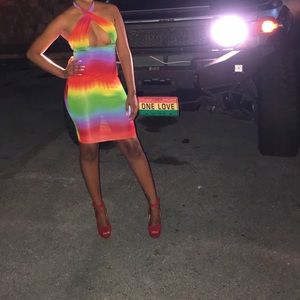 Rainbow print dress
